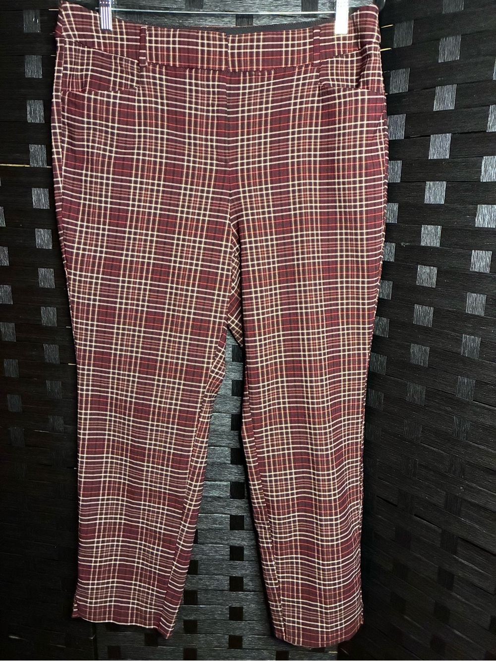 Lane Bryant Burgundy Plaid Pull-On Ankle Pants